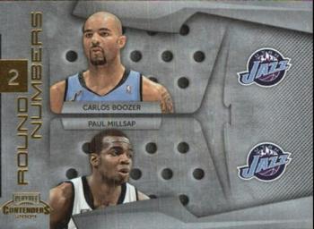2009-10 Panini Playoff Contenders - Round Numbers Gold #10 Carlos Boozer / Paul Millsap Front