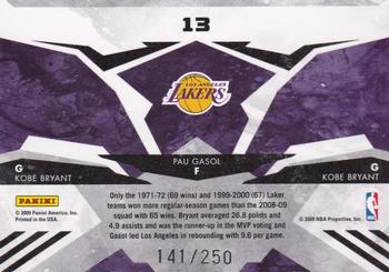2009-10 Panini Rookies & Stars - Team Leaders Holofoil #13 Kobe Bryant / Pau Gasol / Kobe Bryant Back