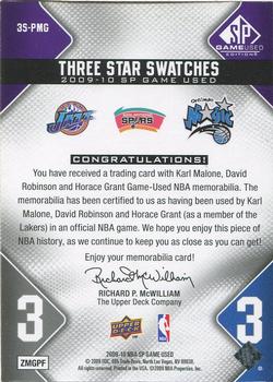 2009-10 SP Game Used - 3 Star Swatches 125 #3S-PMG David Robinson / Horace Grant / Karl Malone Back