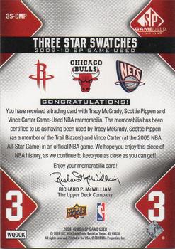 2009-10 SP Game Used - 3 Star Swatches 50 #3S-CMP Vince Carter / Tracy McGrady / Scottie Pippen Back