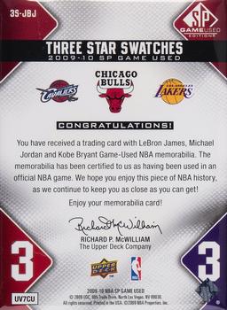 2009-10 SP Game Used - 3 Star Swatches 50 #3S-JBJ LeBron James / Michael Jordan / Kobe Bryant Back