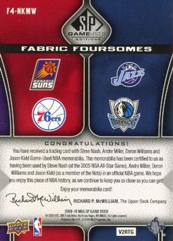 2009-10 SP Game Used - Fabric Foursome #F4-NKMW Steve Nash / Jason Kidd / Andre Miller / Deron Williams Back
