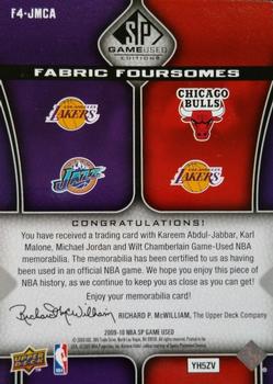 2009-10 SP Game Used - Fabric Foursome 50 #F4-JMCA Michael Jordan / Karl Malone / Wilt Chamberlain / Kareem Abdul-Jabbar Back