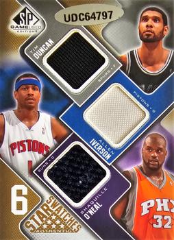 2009-10 SP Game Used - Six Star Swatches 65 #NNO Kwame Brown / Kenyon Martin / Elton Brand / Tim Duncan / Allen Iverson / Shaquille O'Neal Back