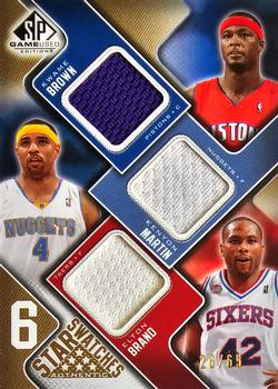 2009-10 SP Game Used - Six Star Swatches 65 #NNO Kwame Brown / Kenyon Martin / Elton Brand / Tim Duncan / Allen Iverson / Shaquille O'Neal Front