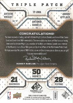 2009-10 SP Game Used - Triple Patch #TP-DWA Antonio Daniels / Antoine Wright / Arron Afflalo Back