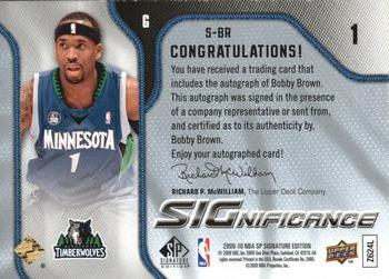 2009-10 SP Signature Edition - SIGnificance #S-BR Bobby Brown Back