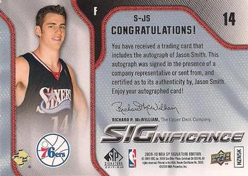2009-10 SP Signature Edition - SIGnificance #S-JS Jason Smith Back