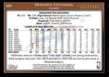 2009-10 Topps - Gold #309 DeShawn Stevenson Back