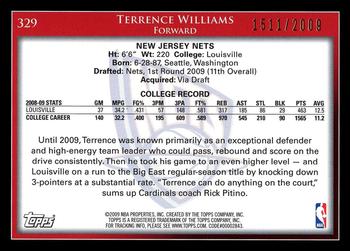 2009-10 Topps - Gold #329 Terrence Williams Back