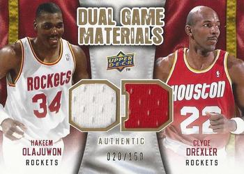 2009-10 Upper Deck - Dual Game Materials Gold #DG-OD Hakeem Olajuwon / Clyde Drexler Front