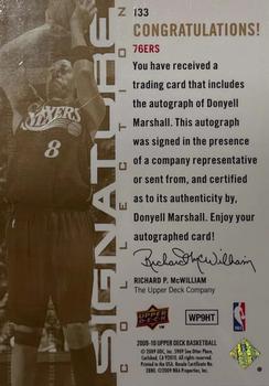 2009-10 Upper Deck - Signature Collection #133 Donyell Marshall Back
