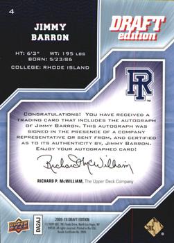 2009-10 Upper Deck Draft Edition - Autographs #4 Jimmy Baron Back
