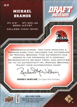 2009-10 Upper Deck Draft Edition - Autographs #63 Michael Bramos Back