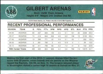 2010-11 Donruss #186 Gilbert Arenas  Back