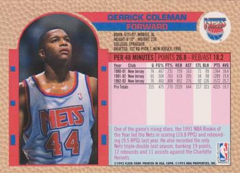 1992-93 Fleer NBA Giant Stars Golden Magazine Perforated #NNO Derrick Coleman Back