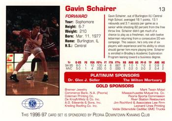 1996-97 Bradley Braves #13 Gavin Schairer Back