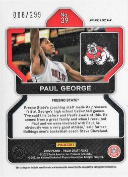 2022 Panini Prizm Draft Picks - Red #39 Paul George Back