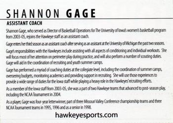2007-08 Iowa Hawkeyes Women #NNO Shannon Gage Back