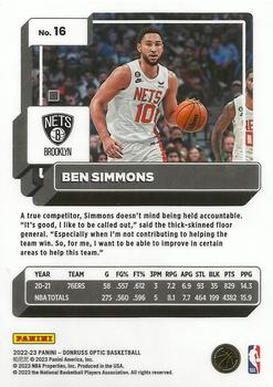 2022-23 Donruss Optic #16 Ben Simmons Back