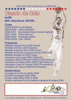 2023 Amicale des Internationaux de Basket Légendes du Basket Français: Série 9 #NNO Nando de Colo Back