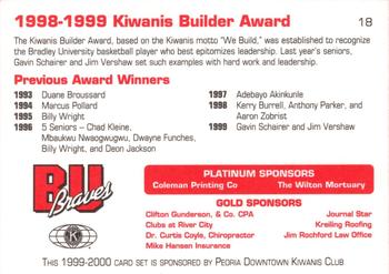1999-00 Bradley Braves #18 1998-99 Kiwanis Builder Award Winners Back