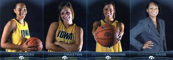 2010-11 Iowa Hawkeyes Women - Strips #NNO Jade Rogers / Hannah Draxten / Megan Considine / Shannon Gage Front