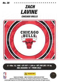 2023-24 Panini Sticker & Card Collection - Cards #38 Zach LaVine Back