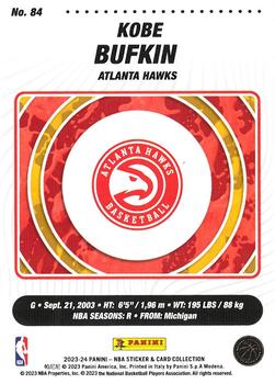 2023-24 Panini Sticker & Card Collection - Cards #84 Kobe Bufkin Back
