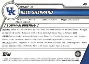 2023-24 Bowman University Chrome #45 Reed Sheppard Back