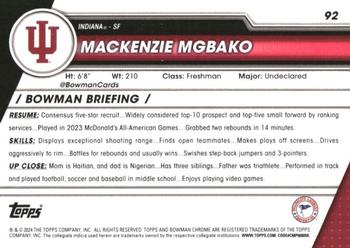 2023-24 Bowman University Chrome #92 Mackenzie Mgbako Back