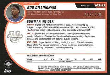 2023-24 Bowman University Chrome - 2007-08 Bowman Aqua Refractor #07B-12 Rob Dillingham Back