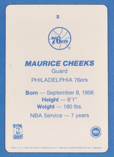 1985 Star Super Teams Philadelphia 76ers #2 Maurice Cheeks Back
