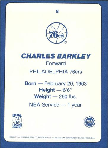 1985 Star Super Teams Philadelphia 76ers #8 Charles Barkley Back
