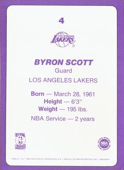 1985 Star Super Teams Los Angeles Lakers #4 Byron Scott Back