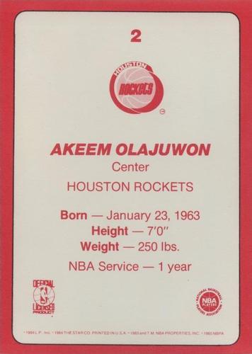 1985 Star Super Teams Houston Rockets #2 Akeem Olajuwon Back
