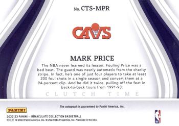 2022-23 Panini Immaculate Collection - Clutch Time Signatures #CTS-MPR Mark Price Back
