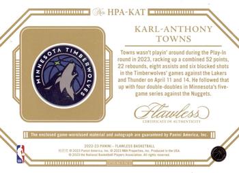 2022-23 Panini Flawless - Horizontal Patch Auto #HPA-KAT Karl-Anthony Towns Back
