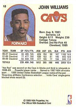 1989-90 Hoops Superstars #18 John Williams Back