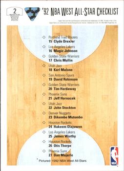 1991-92 Upper Deck Spanish #2 1992 NBA West All-Star Checklist Back