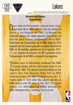 1991-92 Upper Deck Spanish #143 Los Angeles Lakers Team History Back
