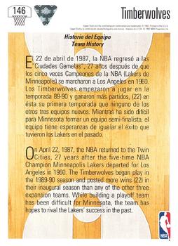1991-92 Upper Deck Spanish #146 Minnesota Timberwolves Team History Back