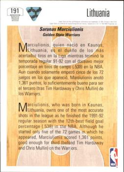 1991-92 Upper Deck Spanish #191 Sarunas Marciulionis Back