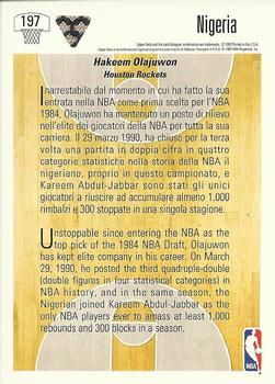 1991-92 Upper Deck Italian #197 Hakeem Olajuwon Back