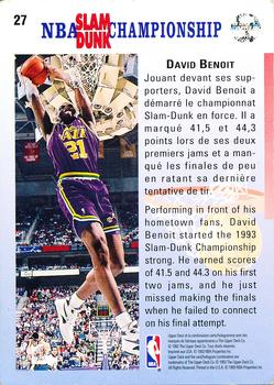 1992-93 Upper Deck European (French) #27 David Benoit Back