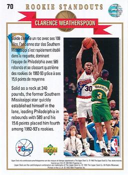 1992-93 Upper Deck European (French) #70 Clarence Weatherspoon Back