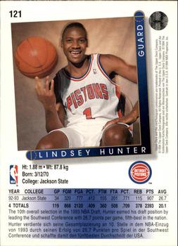 1993-94 Upper Deck German #121 Lindsey Hunter Back