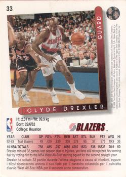 1993-94 Upper Deck Italian #33 Clyde Drexler Back