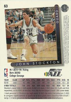 1993-94 Upper Deck Italian #63 John Stockton Back