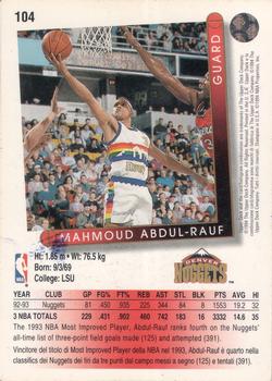 1993-94 Upper Deck Italian #104 Mahmoud Abdul-Rauf Back